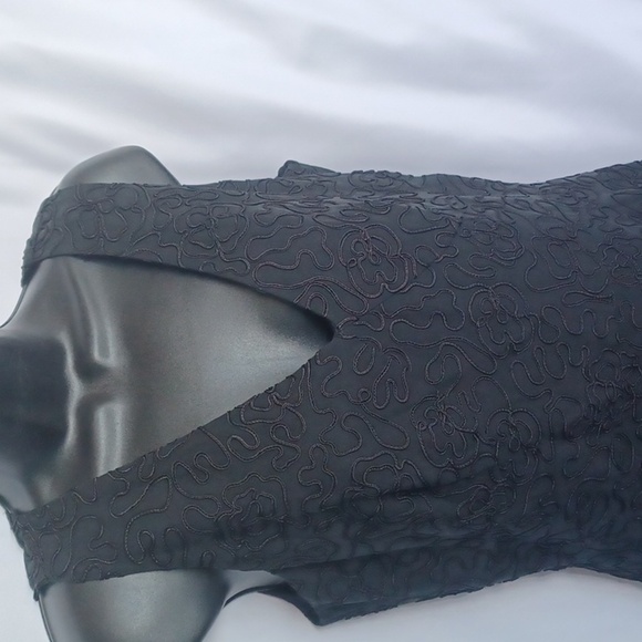 Charter Club Lace Fit & Flare Silk & Linen Textured Dress, v-neck, 17" ptp - Picture 2 of 7